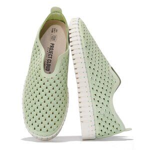 Ilse Jacobsen Perforated Tulip Slip-Ons leather sz 10 light mint